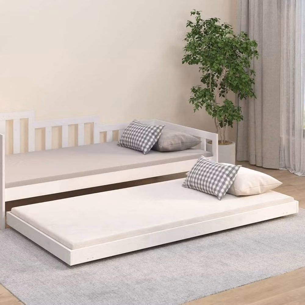Berkfield Home Beautiful White Solid Wood Pine Bed Frame W/D/H: 100 x 203.5 x 13 cm – 2