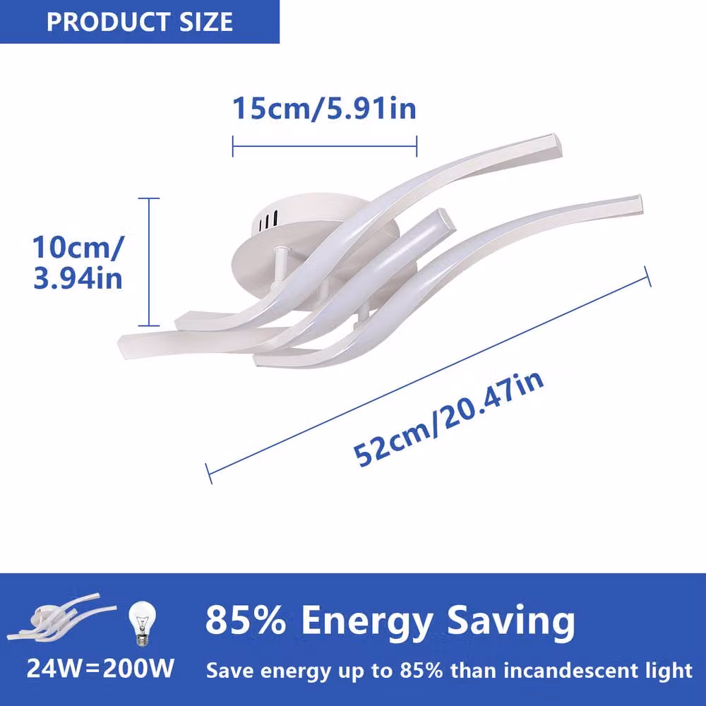 Pheashine Modern LED Ceiling Light, 24W, 6500K Cool White, Length: 52 cm, White – 2