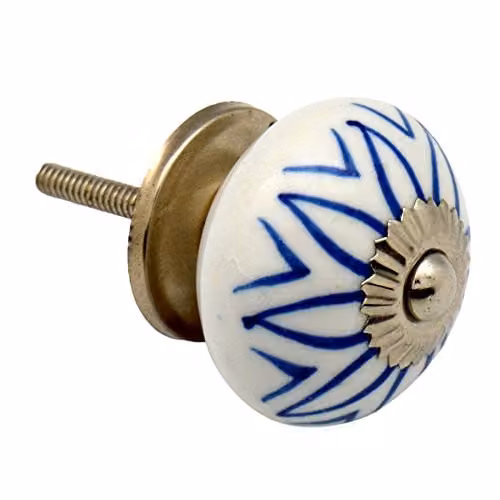 Nicola Spring Blue Ceramic Cabinet Knob with Threaded Stem – 1