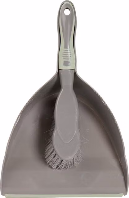 My Home Sage Dustpan and Brush Set in Grey Plastic