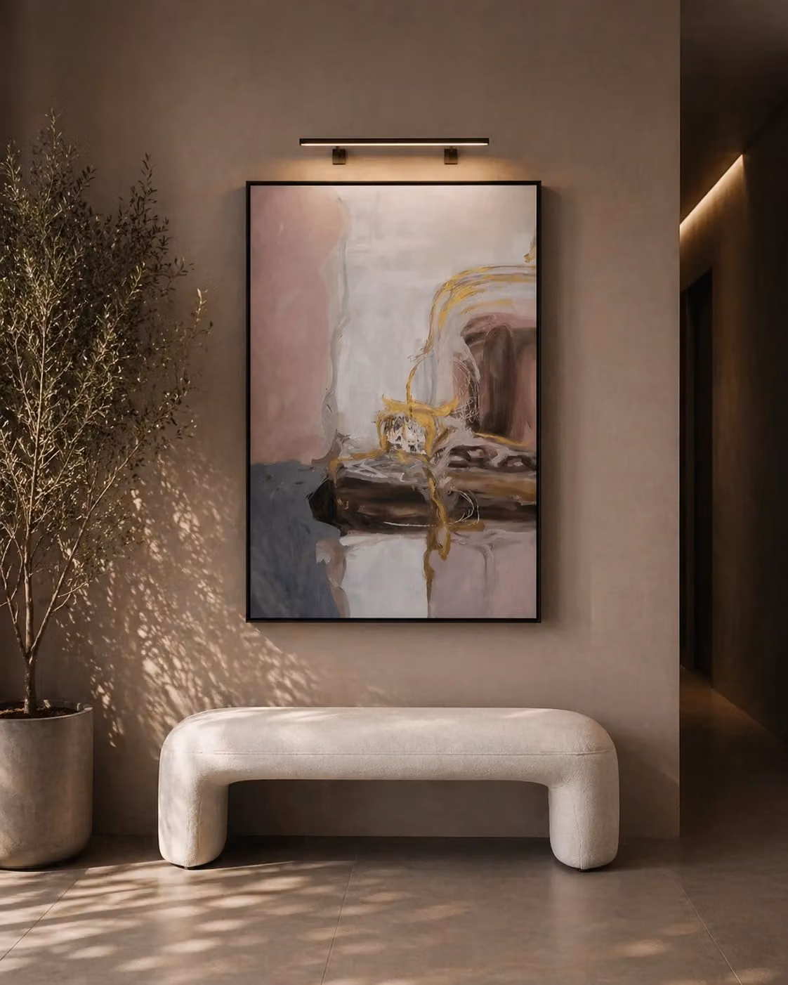 Tommy Franks Blanchett Abstract Canvas Wall Art in Gold, Black and Multicolour