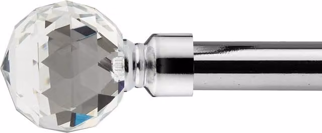 NewEdgeBlinds Cristalla Extendable Eyelet Metal Curtain Pole Set in Silver, W: 120 cm