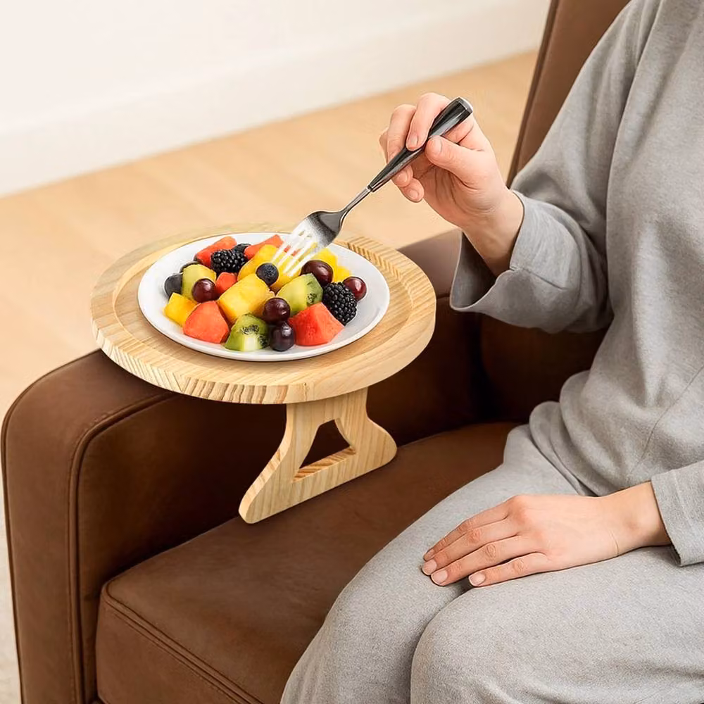 Havendro Foldable Wooden Sofa Armrest Tray in Sand – 4