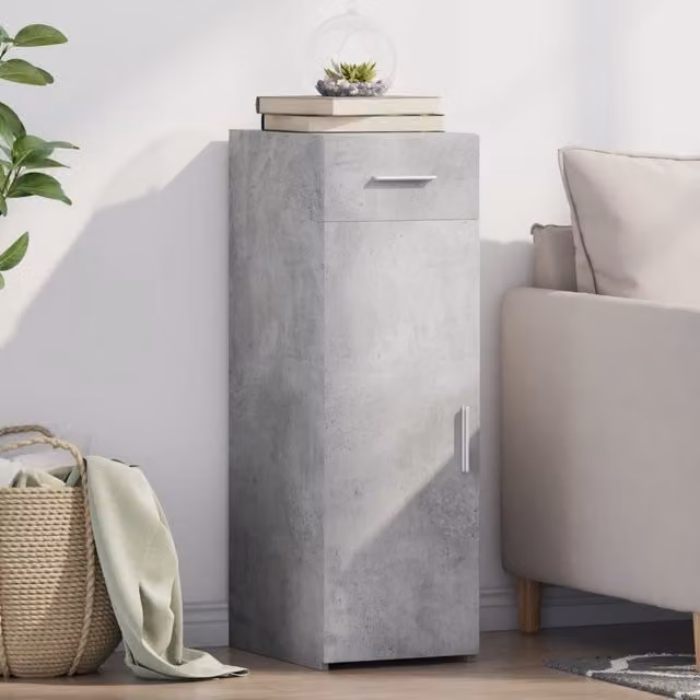Berkfield Home Sideboard in Concrete Grey, W/D/H: 30 x 42.5 x 93 cm