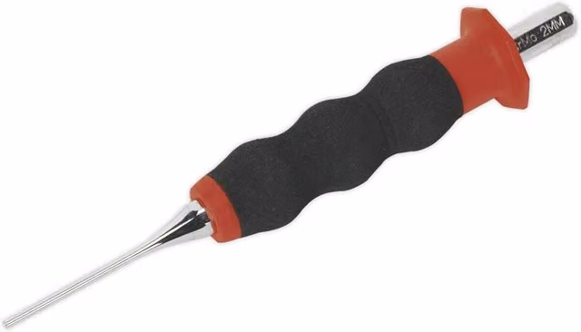 Loops 2mm Sheathed Parallel Pin Punch with Contoured Foam Grip in Red Chrome Molybdenum Steel