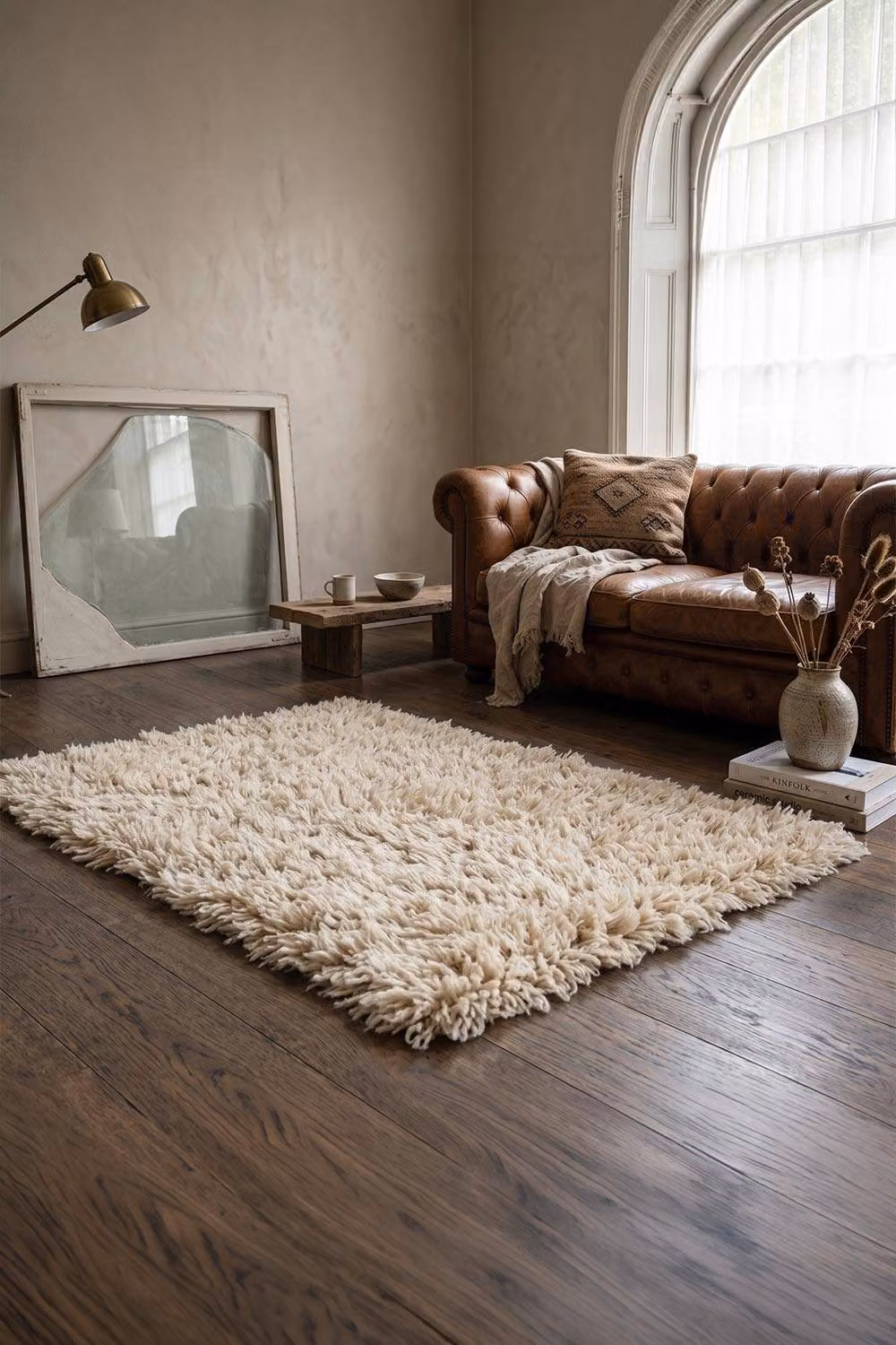 Homescapes Beige Microfibre Fluffy Shaggy Rug, W/D/H: 90 x 60 x 1 cm – 2