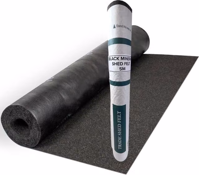 Novecrafto Heavy-Duty Mineral Shed Roofing Felt, Standard Grade, Black, W: 1 m, L: 5 m – 1