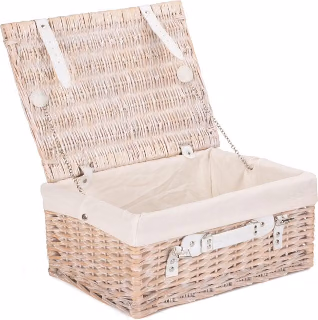 Red Wicker Hamper with White Lining, W/D/H: 30.0 x 19.0 x 30.0 cm
