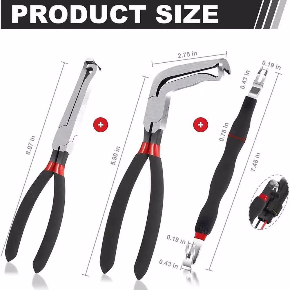 SPETLEK 3-Piece Car Connector Disconnect Pliers Electrical Plug Removal Tool, Black – 2