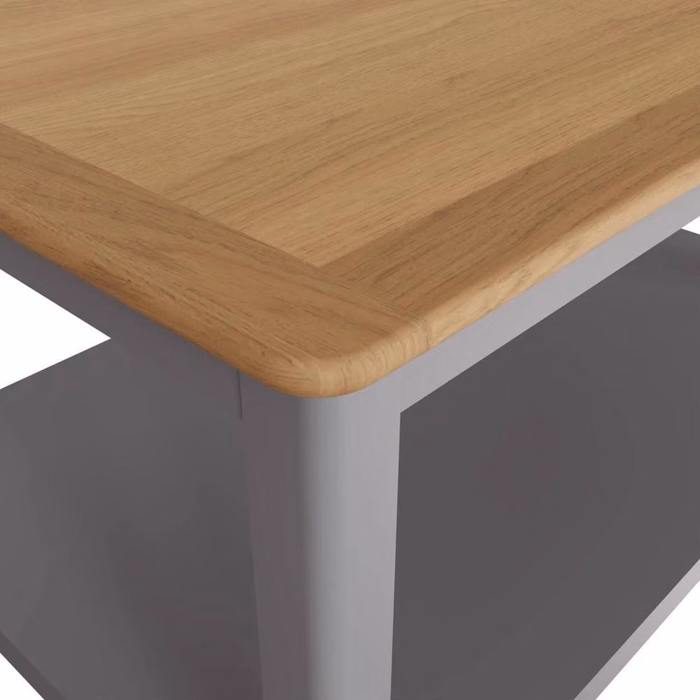 Havendro Grey Oak Veneer Rectangular Coffee Table with Storage Shelf – 3
