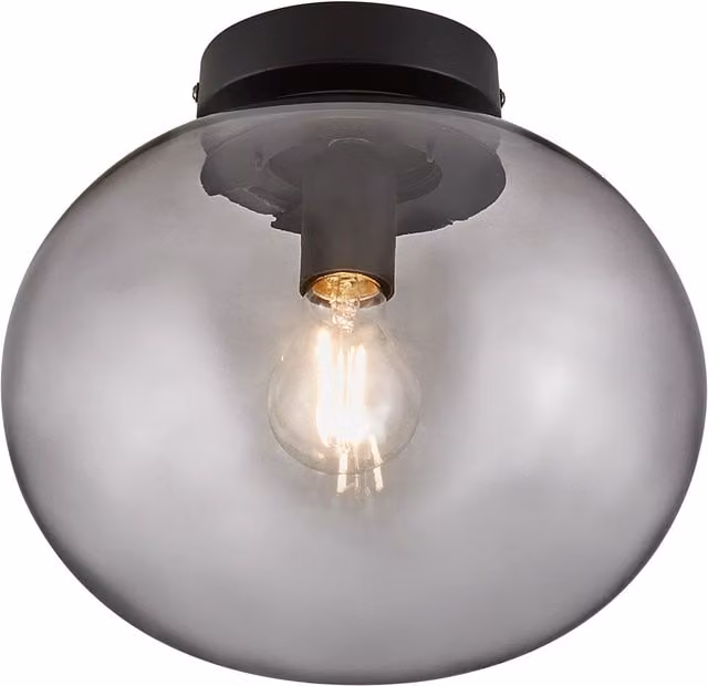 Nordlux Alton Modern Round Ceiling Light in Black Glass and Metal, Diameter: 28 cm, E27 – 1
