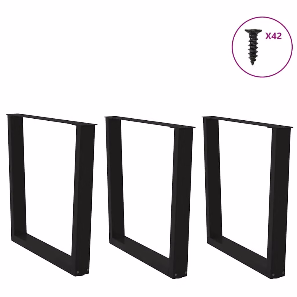 Berkfield Home V-Shape Dining Table Legs, 3 Piece Set, Black Steel, H: 72-73.3 cm x W: 80 cm – 2