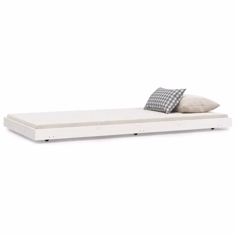 Berkfield Home Rustic Solid Wood Pine Bed Frame in White, W/D/H: 100 x 200 cm