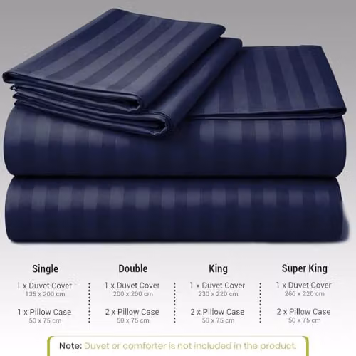Lazzaro Home Blue Striped Microfibre King Size Duvet Cover Set with 2 Pillowcases – 2