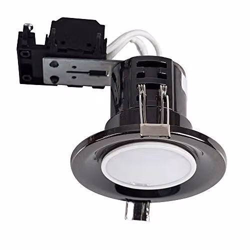 ValueLights Modern Black Chrome LED Fire Rated Ceiling Downlight Fitting, Pack of 6 – 1