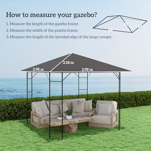 Outsunny Grey Polyester Gazebo Canopy Replacement Cover with UPF 50+ Protection – 3