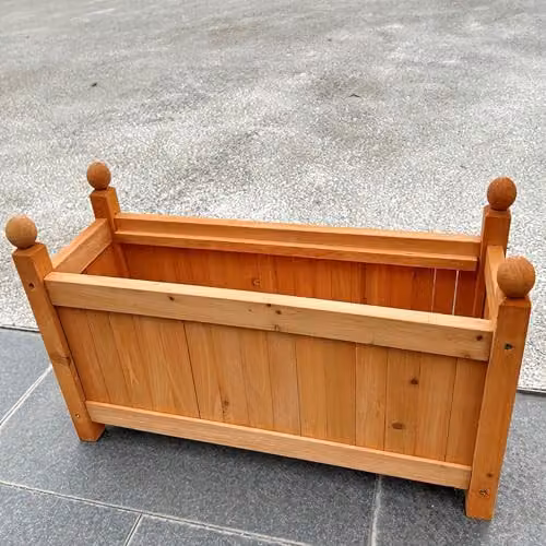 Gr8 Garden Wooden Rectangular Planter in Brown, W/D/H: 60.0 x 34.0 x 20.0 cm – 2