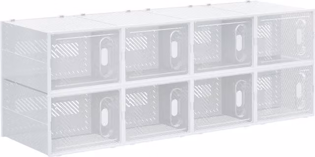 HOMCOM 8-Piece Stackable Plastic Shoe Storage Boxes in Transparent, W/D/H: 36 x 28 x 21 cm