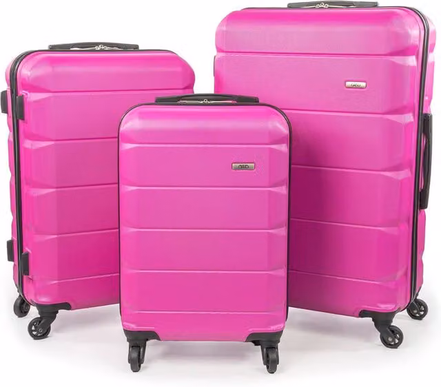 A2B Exodus 3-Piece Hard Sided Suitcase Set in Bright Pink with 4 Wheels