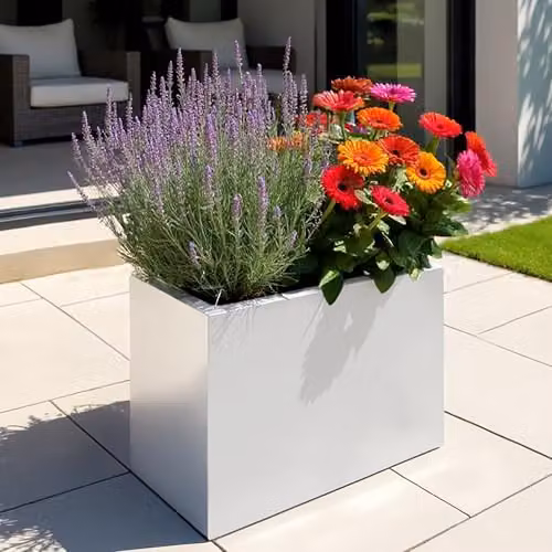 IDEALIST White Reinforced Stone Outdoor Trough Planter, 40L – 2