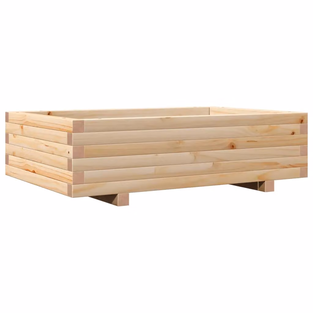 Berkfield Home Garden Brown Solid Wood Planter W: 90 cm, D: 60 cm, H: 26.5 cm – 2