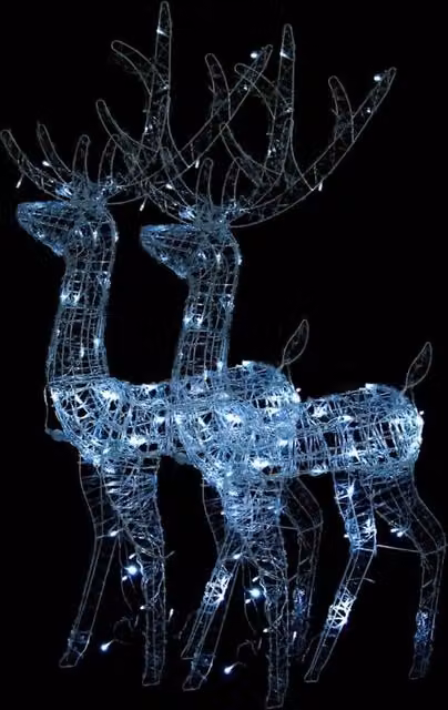 Berkfield Home Acrylic Reindeer Christmas Decorations, 2 Pack, Cold White, Height: 120 cm – 1
