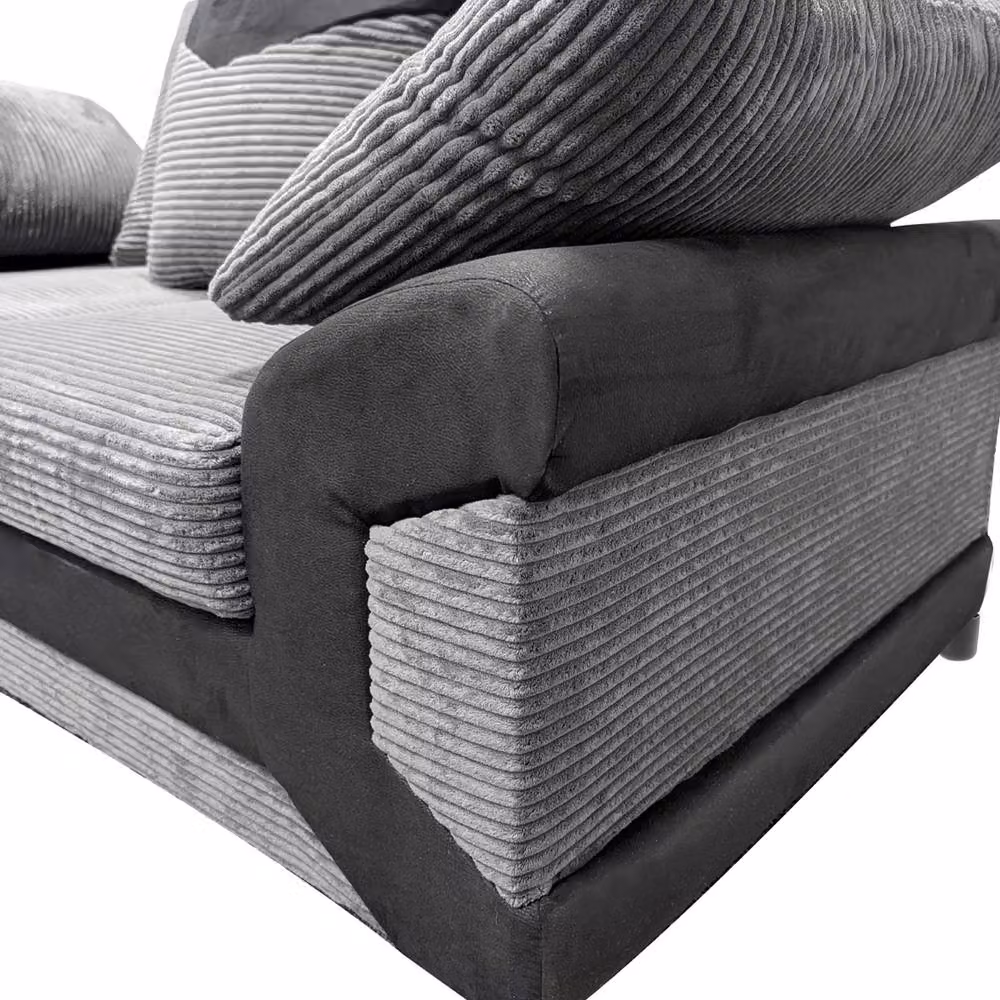 Furnishings For Less UK Dino 2 Seater Fabric Sofa in Grey with Scatter Back Cushions W/D/H: 155 x 90 x 95 cm – 5