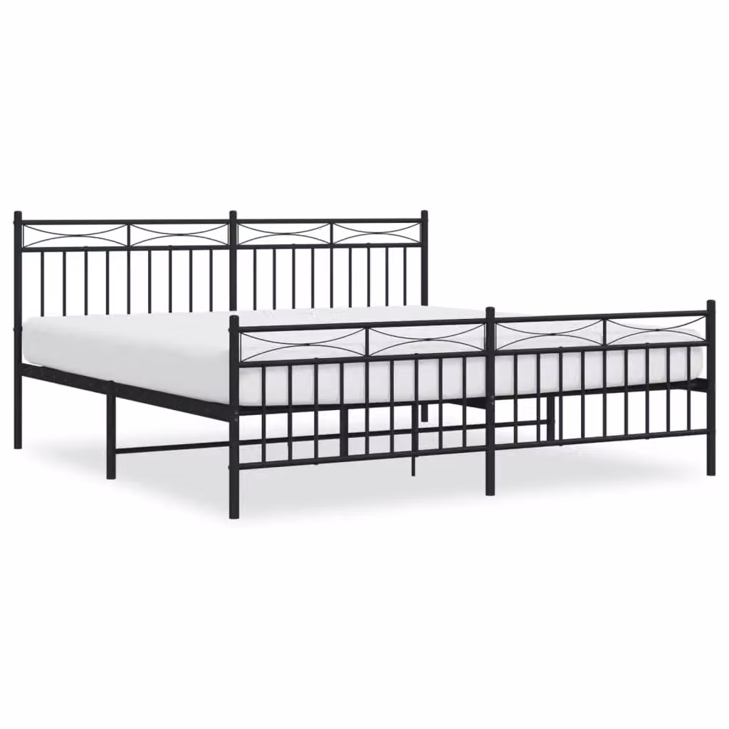 Berkfield Home Metal Bed Frame with Headboard and Footboard in Black, W: 183 cm, L: 213 cm – 2