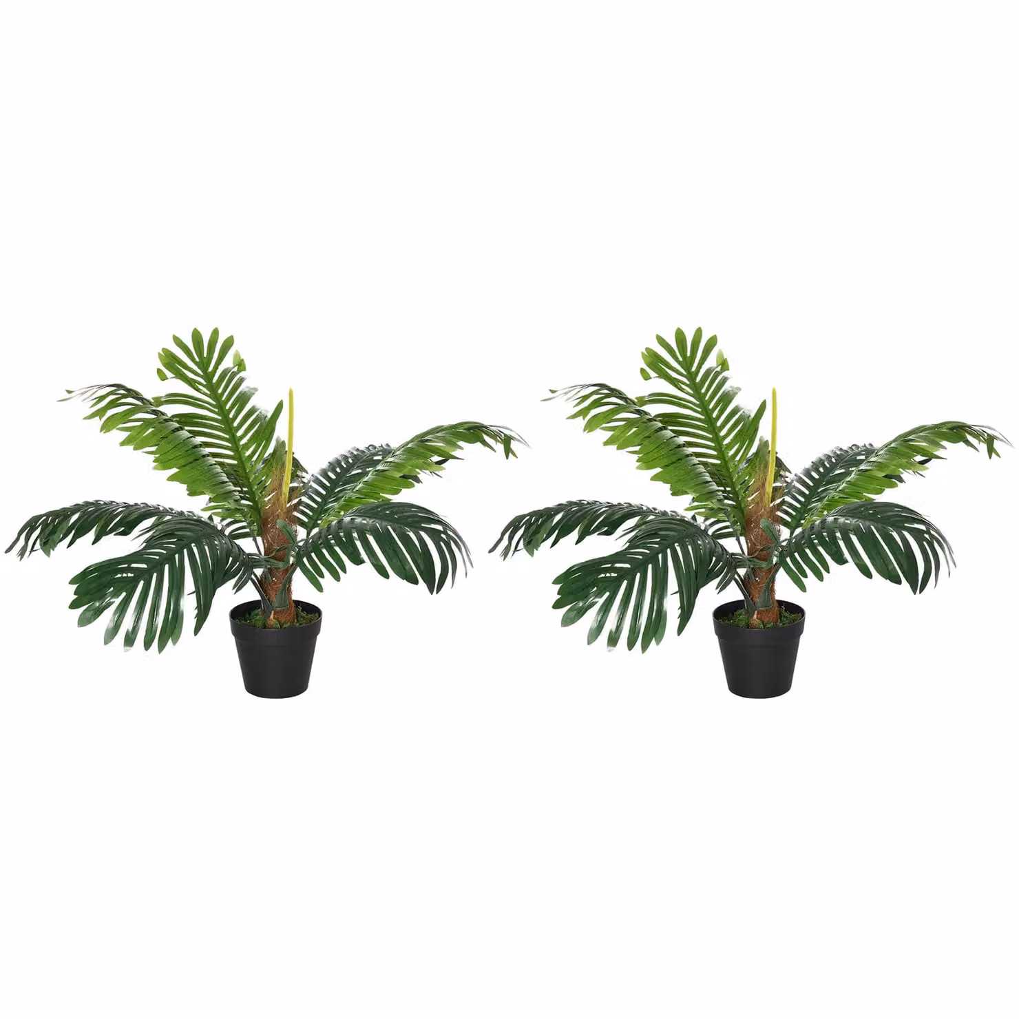OUTSUNNY 2 Pack Green Artificial Palm Tree Tabletop Fake Plants in Pots, Height: 60 cm – 1