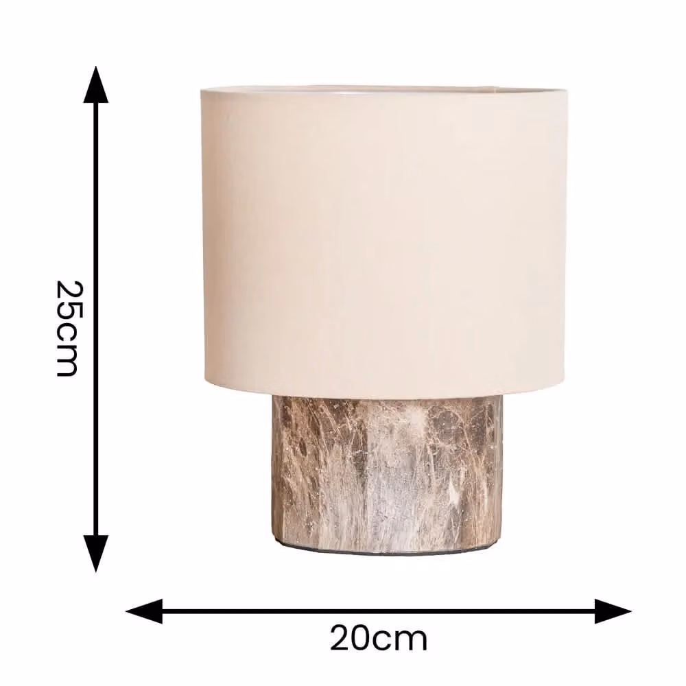 ValueLights Melanie Dark Marble Effect Table Lamp in Brown and Beige with Natural Linen Shade – 3