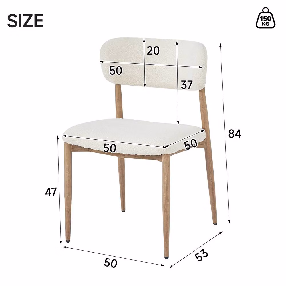 ModernLuxe Bouclé Dining Chairs with Metal Frame in Natural White, 2 Pack – 2