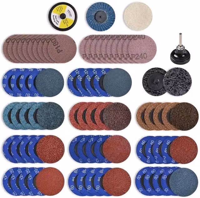 FLAVORA 81-Piece Multicolour R-Type Roloc Quick Change Abrasive Discs, 50 mm – 1
