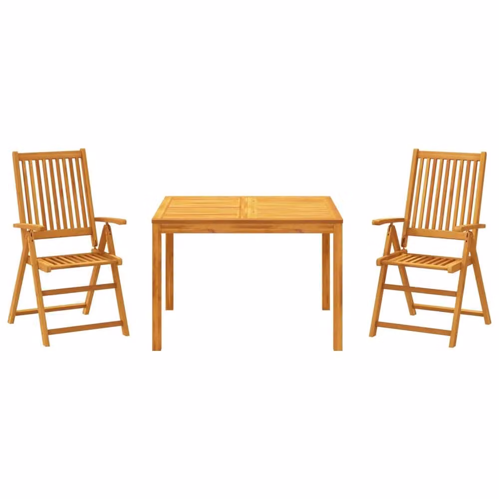 Berkfield Home Beautiful 3 Piece Acacia Wood Garden Dining Set in Brown – 2