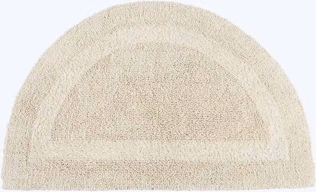 Homescapes Luxury Semi Circle Cotton Bath Mat, Beige, W/D/H: 80 x 50 x 1 cm