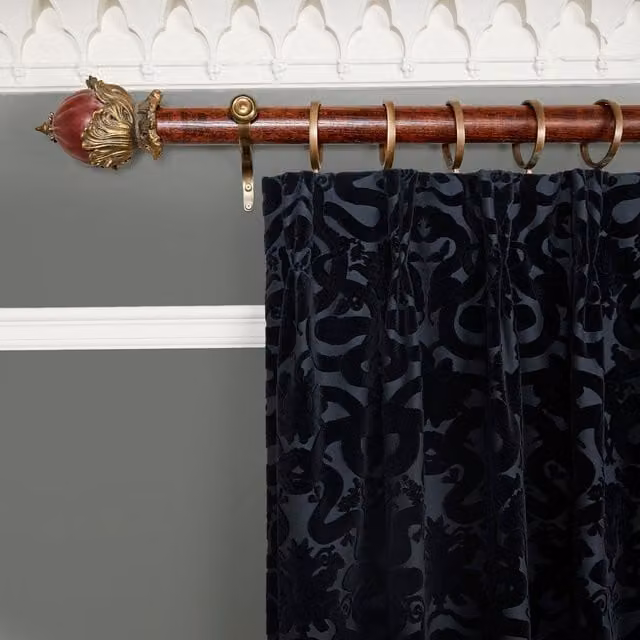 House of Hackney Anaconda Black Velvet Opaque Fabric Curtain Panel