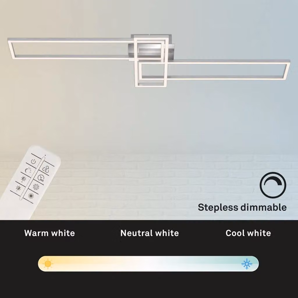 Briloner Silver Chrome Aluminium CCT LED Wall and Ceiling Light with Remote Control and Dimming Function – 3