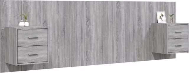 Berkfield Home Classic Bed Headboard with Integrated Nightstands in Grey Sonoma Engineered Wood W: 160 cm, D: 32.5 cm, H: 80 cm – 1
