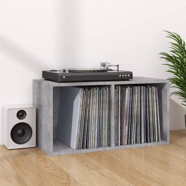Berkfield Home Vinyl Storage Box in Concrete Grey, W: 71 cm, D: 34 cm, H: 36 cm