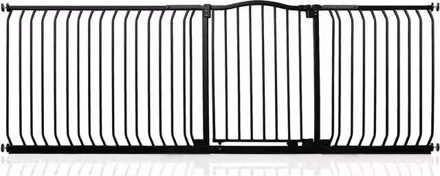 Safetots Curved Top Safety Gate in Black, Extendable No-Drill Swing Door for Doors and Stairs, Width: 225 cm - 234 cm