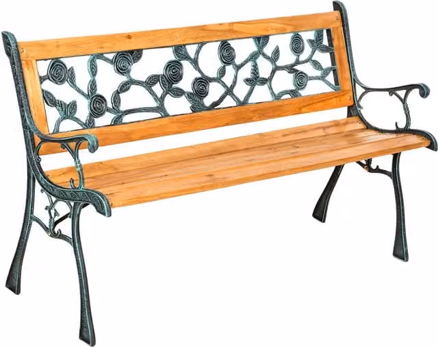 tectake Marina 2 Seater Garden Bench in Brown with Vintage Wood and Metal Design