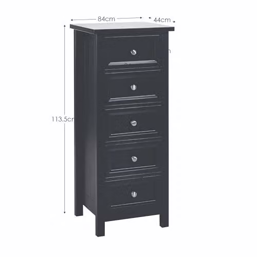 Julian Bowen Maine 5 Drawer Tall Chest in Anthracite, W: 44 cm, D: 48 cm, H: 114 cm – 2