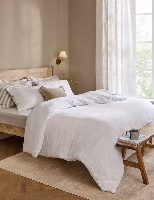 YARD Lark Single 3 ft White Pure Cotton Percale Bedding Set with Pillowcase