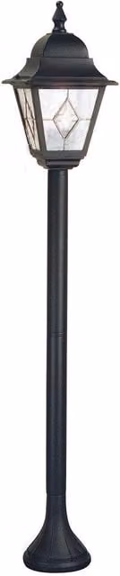 Netlighting Norfolk Black Outdoor Bollard Lantern with Transparent Glass and E27 Socket, IP43 Rated