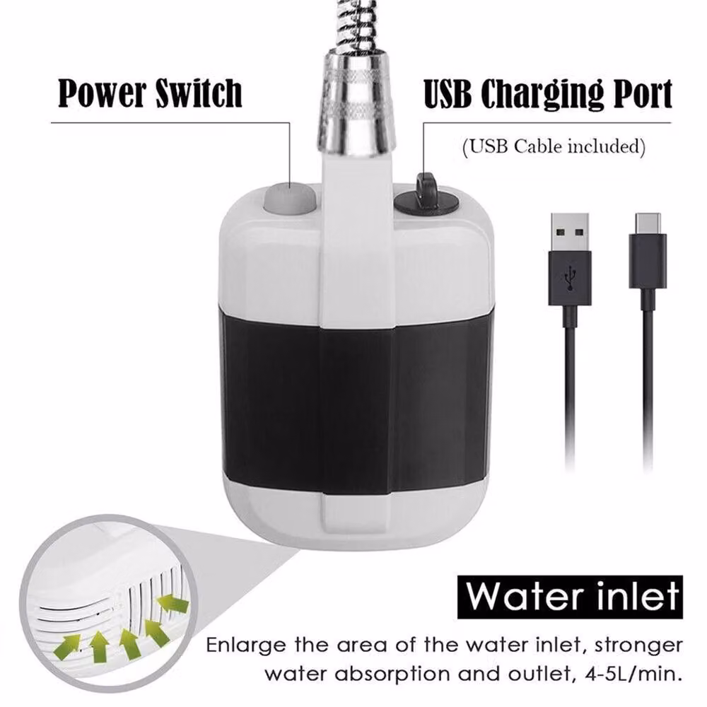 VOGREX Rechargeable Handheld Shower with Hook for Garden, Dog and Outdoor Use, White – 2
