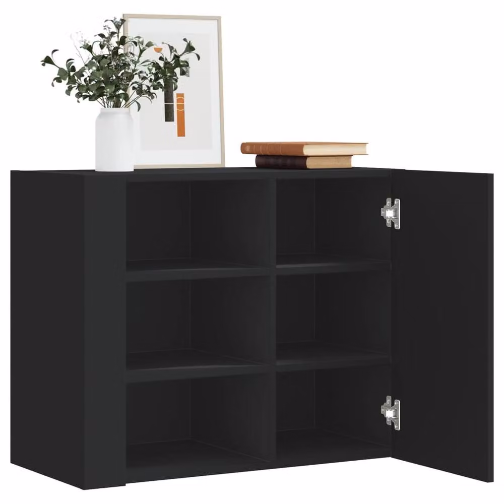 Berkfield Home Black Wall Mounted Cabinet with Hinged Doors and Internal Shelves, W/D/H: 75 x 35 x 60 cm – 1