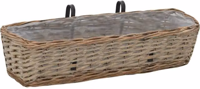 Berkfield Home Wicker Balcony Planter Set of 2 with PE Lining, Brown, Width: 60 cm – 1
