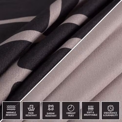 Pamposh King Size Reversible Duvet Cover Set, 3 Piece Hypoallergenic Brushed Microfibre Bedding Set with Zipper Closure, Grey and Black, W/D/H: 180 x 200 cm, Pillowcases 50 x 75 cm – 7