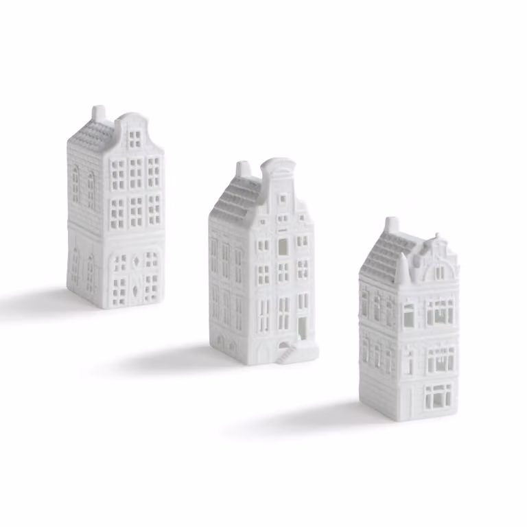 &Klevering Canal House #4 White Porcelain Tealight Holder Set of 3