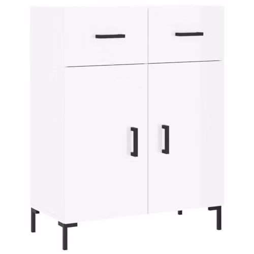 vidaXL Modern High Gloss White Sideboard in Engineered Wood, W: 69.5 cm, D: 34 cm, H: 90 cm