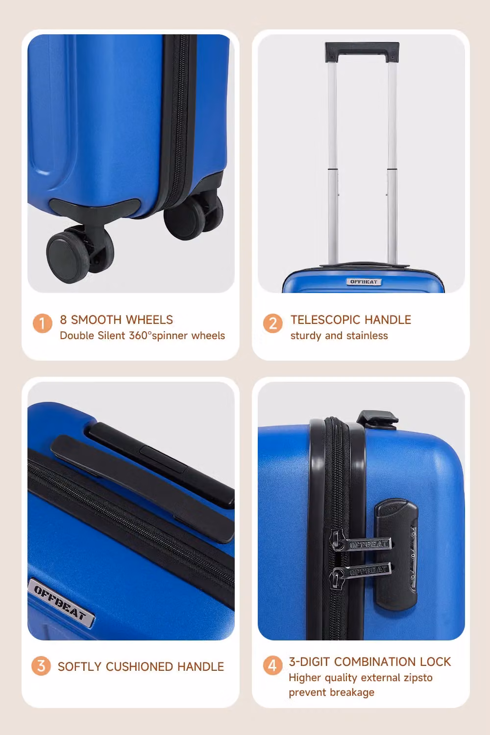 H&O Direct Hardside Carry-on Suitcase with Spinner Wheels in Blue – 4